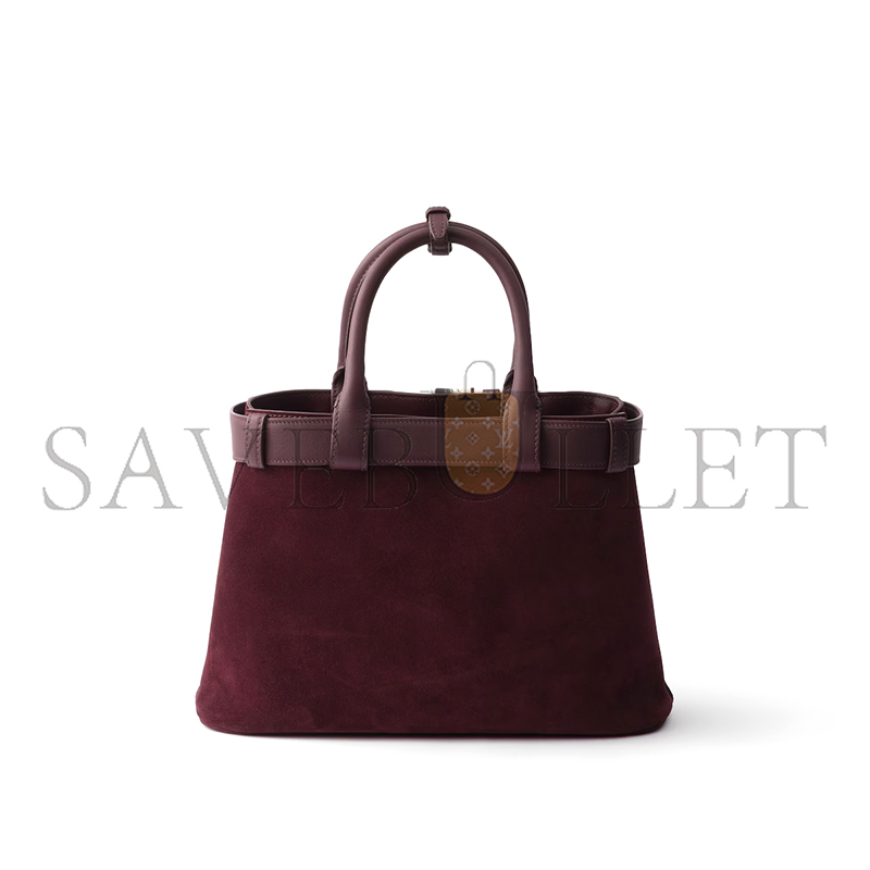 PRADA BUCKLE MEDIUM SUEDE BAG WITH BELT 1BA434 (32*23*11cm) PRADA BUCKLE MEDIUM SUEDE BAG WITH BELT 1BA434 (32*23*11cm)